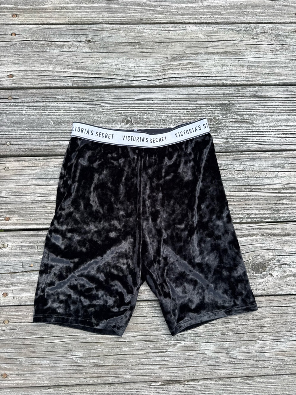Victoria's Secret Black Velvet Biker Shorts